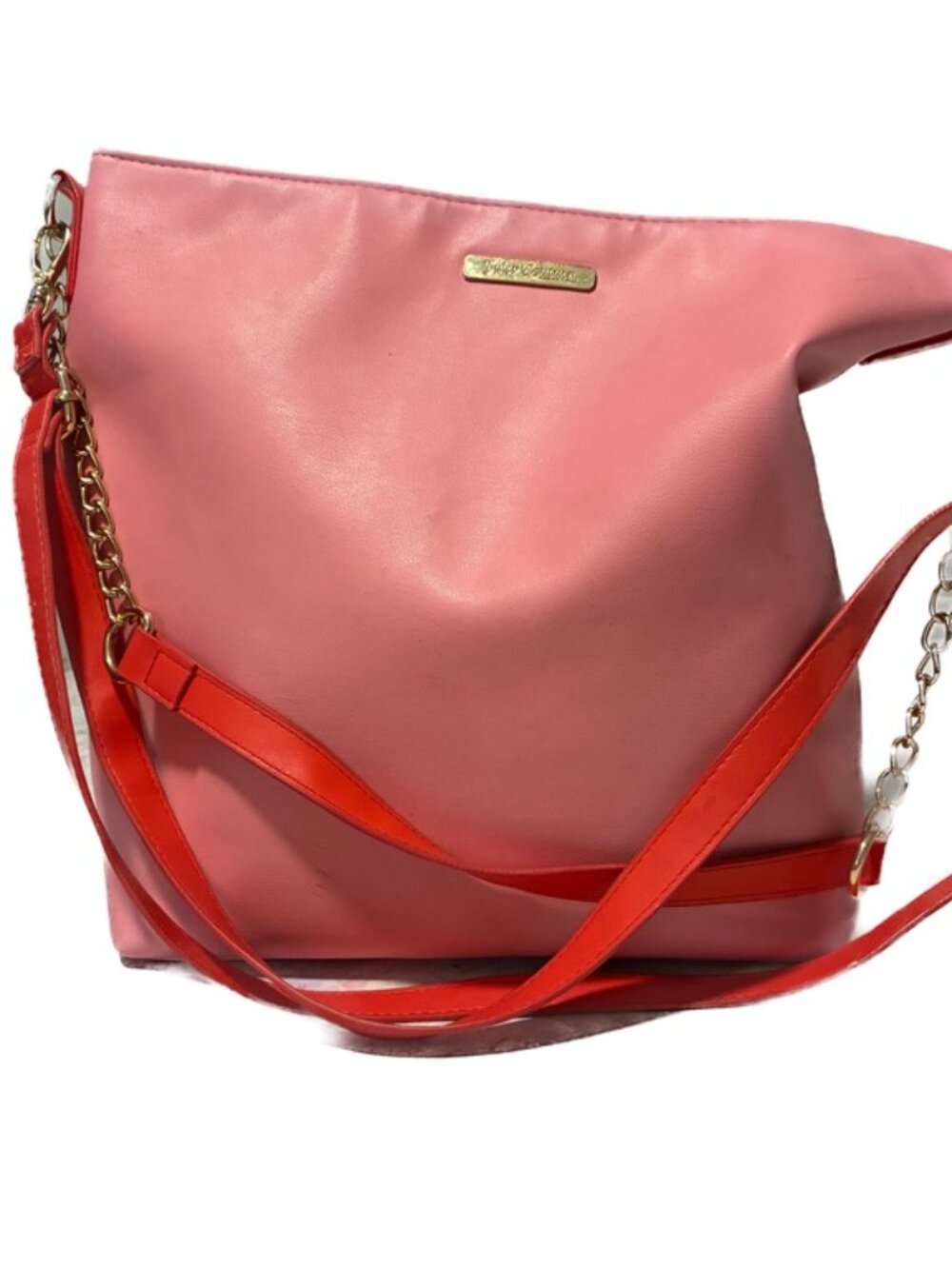 Juicy Couture Colorblock Pink & Red Slouchy Shoulder Tote Bag